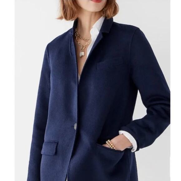 J. Crew Leighton Blazer Jacket Double Faced Wool Size 8 Navy BJ930 Academia Prep - Picture 1 of 4
